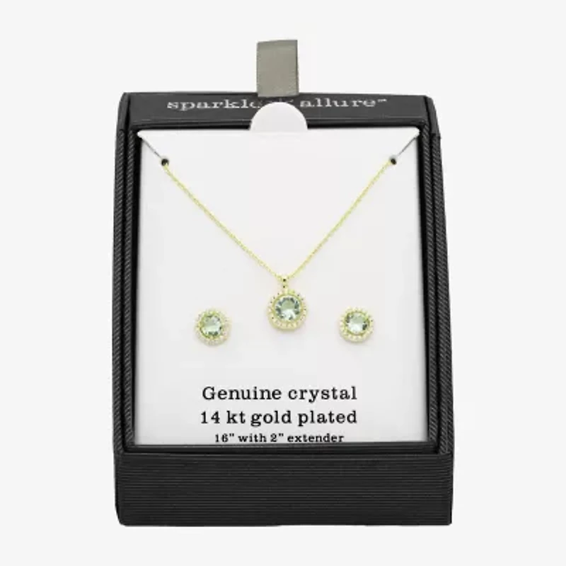 Sparkle Allure Womens Cubic Zirconia 14K Gold Over Brass Round 2-pc. Jewelry Set
