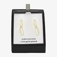 Sparkle Allure Womens Cubic Zirconia 14K Gold Over Brass Paperclip Drop Earrings