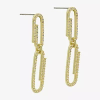 Sparkle Allure Womens Cubic Zirconia 14K Gold Over Brass Paperclip Drop Earrings