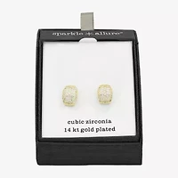 Sparkle Allure Womens Cubic Zirconia 14K Gold Over Brass 11mm Hoop Earrings