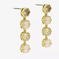 Sparkle Allure Womens Pink Cubic Zirconia 14K Gold Over Brass Cushion Drop Earrings