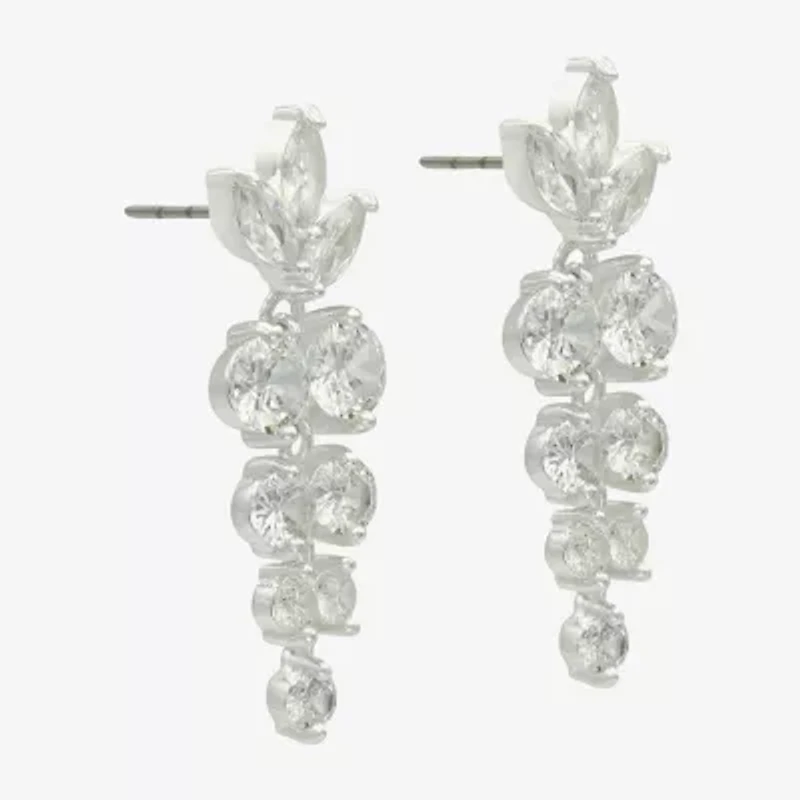 Sparkle Allure Cascade Womens Cubic Zirconia Pure Silver Over Brass Marquise Drop Earrings