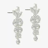 Sparkle Allure Cascade Womens Cubic Zirconia Pure Silver Over Brass Marquise Drop Earrings