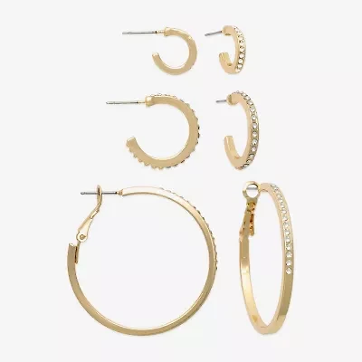 Mixit Womens Glass 3 Pair Earring Set