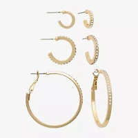Mixit Womens Glass 3 Pair Earring Set