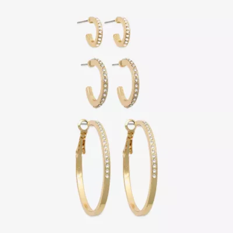 Mixit Womens Glass 3 Pair Earring Set