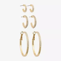Mixit Womens Glass 3 Pair Earring Set