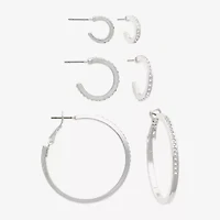 Mixit Womens Glass 3 Pair Earring Set