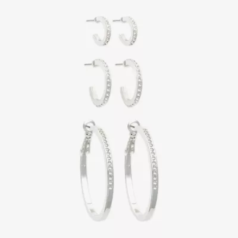 Mixit Womens Glass 3 Pair Earring Set