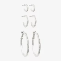 Mixit Womens Glass 3 Pair Earring Set