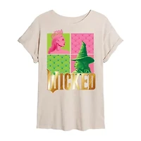 Movie Elphaba And Glinda Tee Womens Crew Neck Short Sleeve Regular Fit Wicked Juniors Graphic T-Shirt