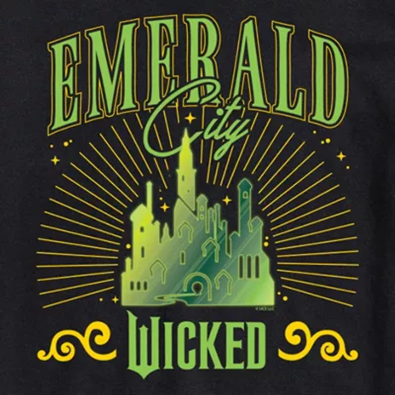 Wicked Movie Emerald City Tee Womens Crew Neck Short Sleeve Regular Fit Juniors Graphic T-Shirt