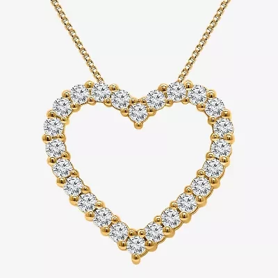 I / I1) Womens 1 CT. T.W. Lab Grown White Diamond 10K Gold Heart 18 Inch Pendant Necklace
