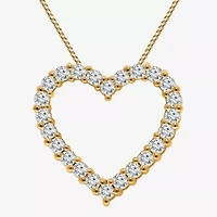 I / I1) Womens 1 CT. T.W. Lab Grown White Diamond 10K Gold Heart 18 Inch Pendant Necklace