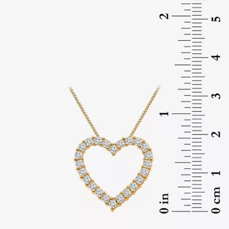 I / I1) Womens 1 CT. T.W. Lab Grown White Diamond 10K Gold Heart 18 Inch Pendant Necklace