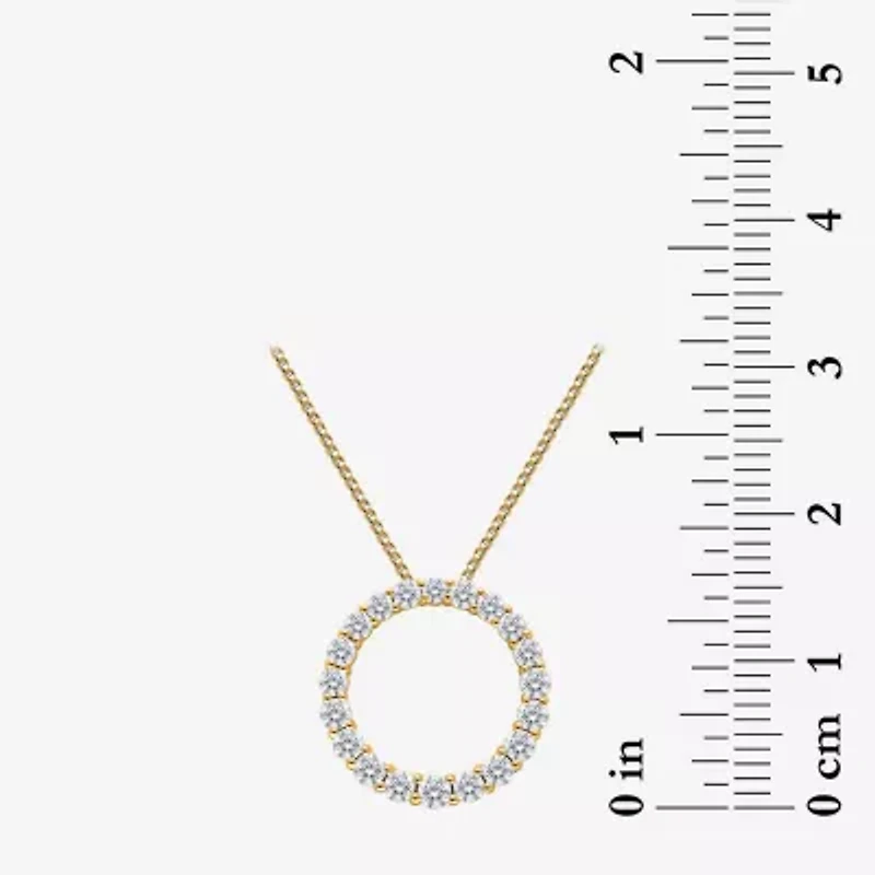 (I / I1) Womens 1 CT. T.W. Lab Grown White Diamond 10K Gold Heart 18 Inch Pendant Necklace