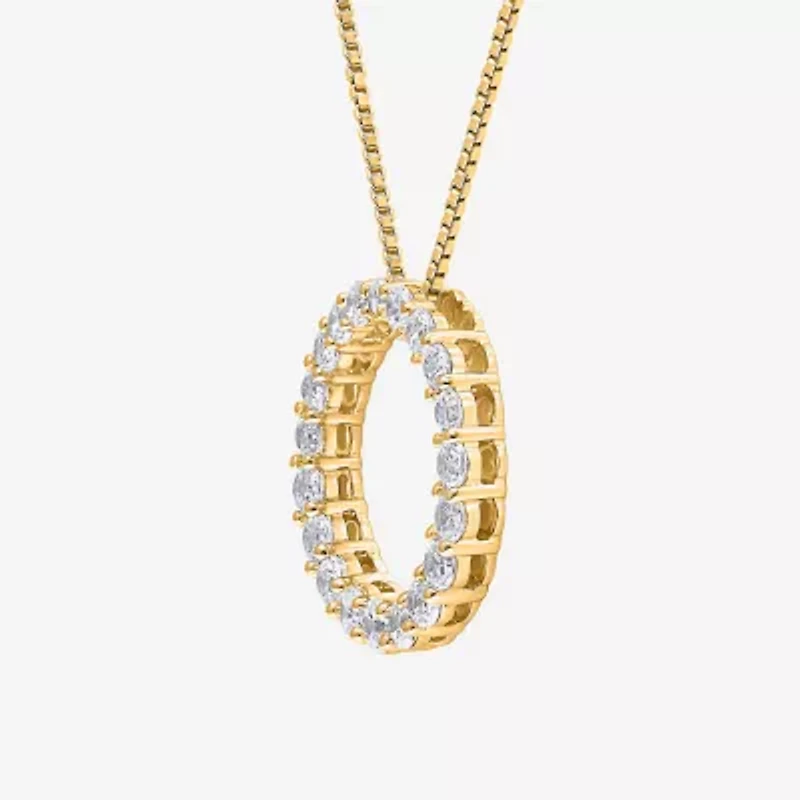 (I / I1) Womens 1 CT. T.W. Lab Grown White Diamond 10K Gold Heart 18 Inch Pendant Necklace