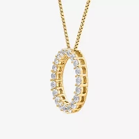 (I / I1) Womens 1 CT. T.W. Lab Grown White Diamond 10K Gold Heart 18 Inch Pendant Necklace