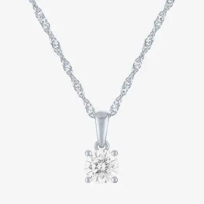 (G-H / Si2-I1) Womens 1/2 CT. T.W. Lab Grown White Diamond 10K Gold Round Pendant Necklace