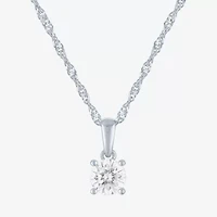(G-H / Si2-I1) Womens 1/2 CT. T.W. Lab Grown White Diamond 10K Gold Round Pendant Necklace