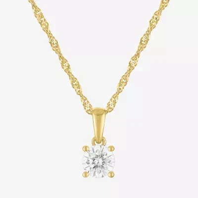 (G-H / Si2-I1) Womens 1/2 CT. T.W. Lab Grown White Diamond 10K Gold Round Pendant Necklace