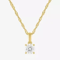 (G-H / Si2-I1) Womens 1/2 CT. T.W. Lab Grown White Diamond 10K Gold Round Pendant Necklace