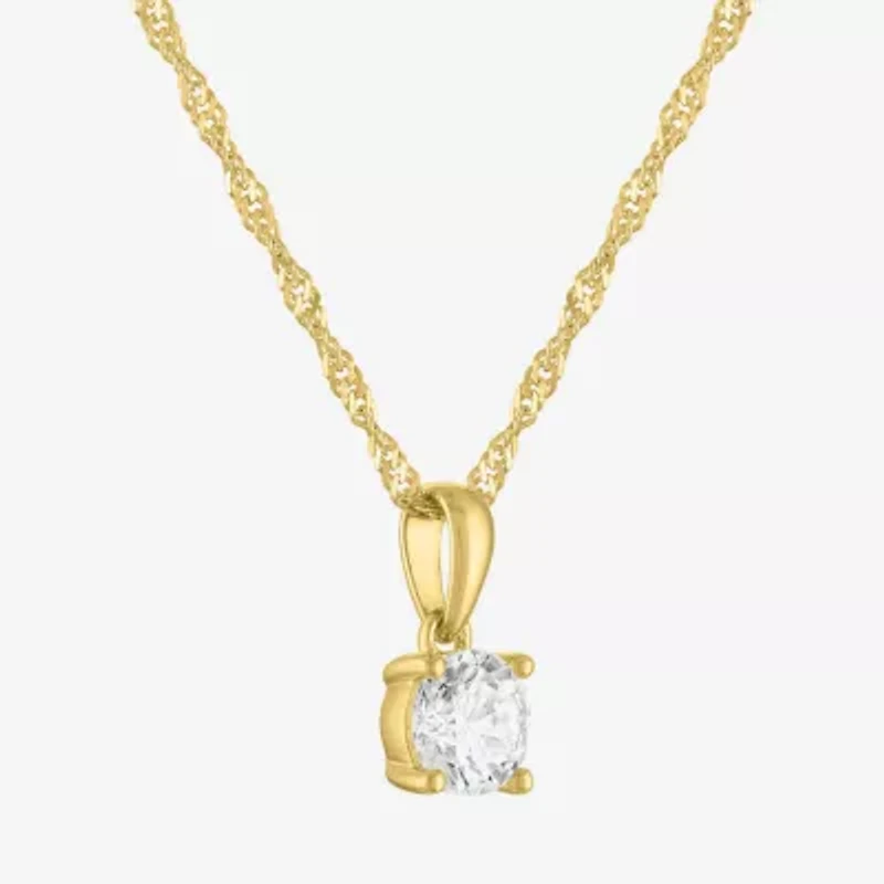 (G-H / Si2-I1) Womens 1/2 CT. T.W. Lab Grown White Diamond 10K Gold Round Pendant Necklace