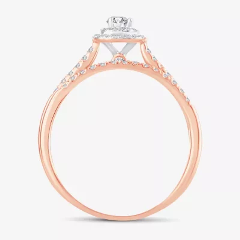 H-I / Si1-Si2) Womens 2 CT. T.W. Lab Grown White Diamond 10K or 14K Gold Cushion Side Stone Halo Bridal Set