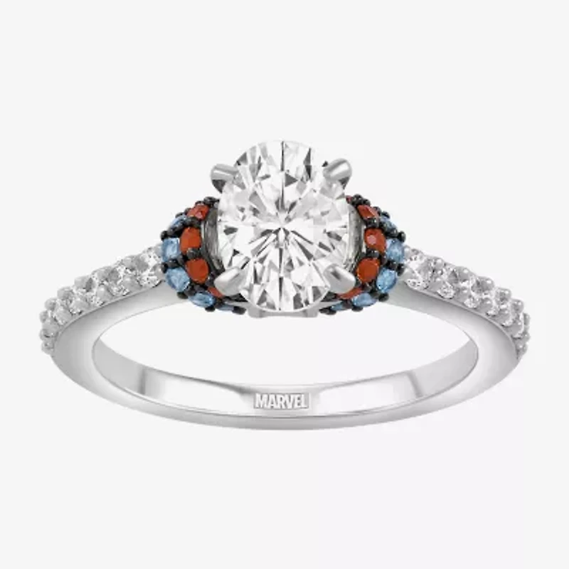Infinity Star Lab Grown Diamonds Womens 1 1/4 CT. White Diamond 14K Gold Captain America Side Stone 3-Stone Engagement Ring