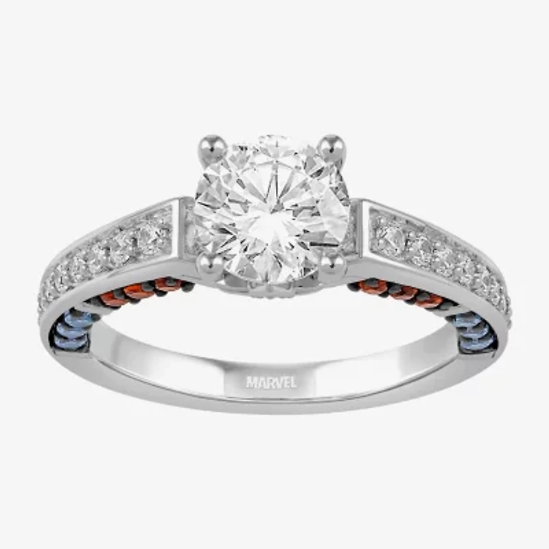 Infinity Star Lab Grown Diamonds Womens 1 3/4 CT. White Diamond 14K Gold Captain America Side Stone Engagement Ring