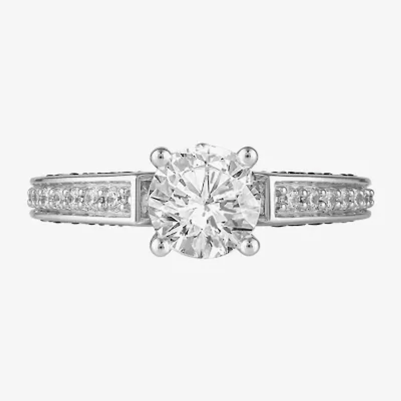 Infinity Star Lab Grown Diamonds Womens 1 3/4 CT. White Diamond 14K Gold Captain America Side Stone Engagement Ring