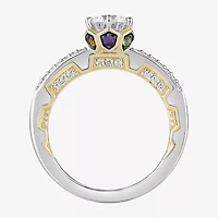 Infinity Star Lab Grown Diamonds Womens 1 1/5 CT. White Diamond 14K Two Tone Gold Side Stone Engagement Ring