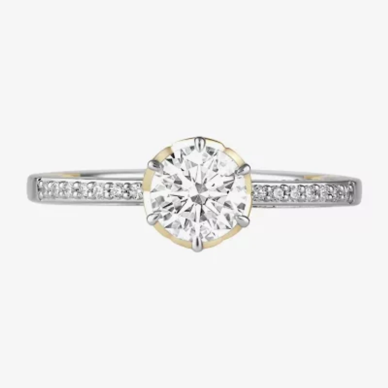 Infinity Star Lab Grown Diamonds Womens 1 1/5 CT. White Diamond 14K Two Tone Gold Side Stone Engagement Ring