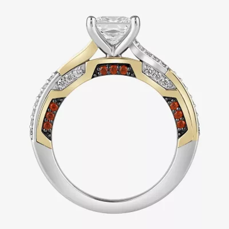 Infinity Star Lab Grown Diamonds Womens 1 / CT. White Diamond 14K Two Tone Gold Iron Man Side Stone Engagement Ring