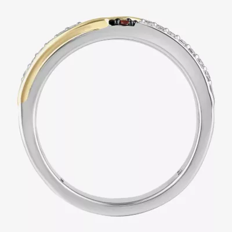 Infinity Star Lab Grown Diamonds Womens 1/6 CT. T.W. Genuine Red Garnet 14K Two Tone Gold Avengers Iron Man Band