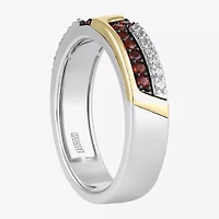 Infinity Star Lab Grown Diamonds Womens 1/6 CT. T.W. Genuine Red Garnet 14K Two Tone Gold Avengers Iron Man Band