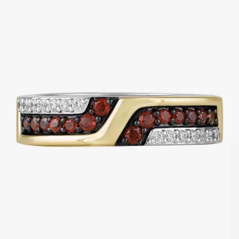 Infinity Star Lab Grown Diamonds Womens 1/6 CT. T.W. Genuine Red Garnet 14K Two Tone Gold Avengers Iron Man Band