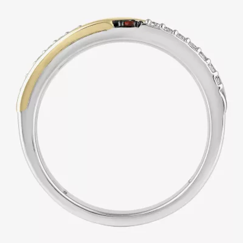 Infinity Star Lab Grown Diamonds Mens 1/5 CT. Genuine Red Garnet 14K Two Tone Gold Avengers Iron Man Band