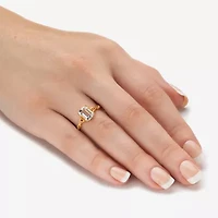 Womens Genuine Blue Aquamarine 18K Gold Over Silver Cocktail Ring