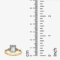 Womens Genuine Blue Aquamarine 18K Gold Over Silver Cocktail Ring