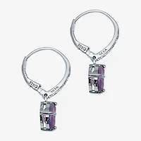 Womens Genuine Purple Amethyst Sterling Silver Pear Drop Earrings