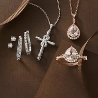 Yes, Please! Womens Lab Created Pink Sapphire 14K Rose Gold Over Silver Pear 18 Inch Pendant Necklace