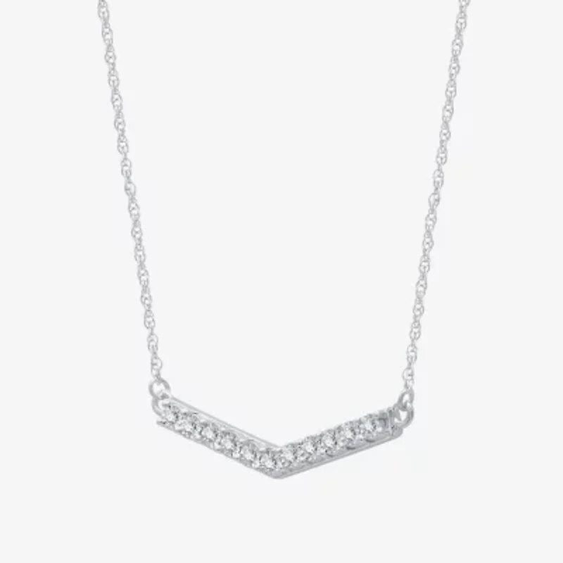 Yes, Please! Womens Diamond Sterling Silver 18 Inch Chevron Necklace
