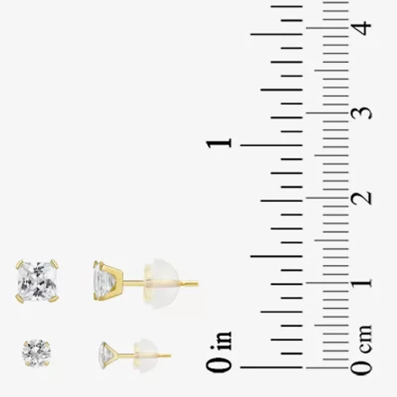 Womens Cubic Zirconia 10K Gold 2 Pair Earring Set