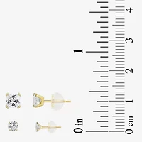 Womens Cubic Zirconia 10K Gold 2 Pair Earring Set