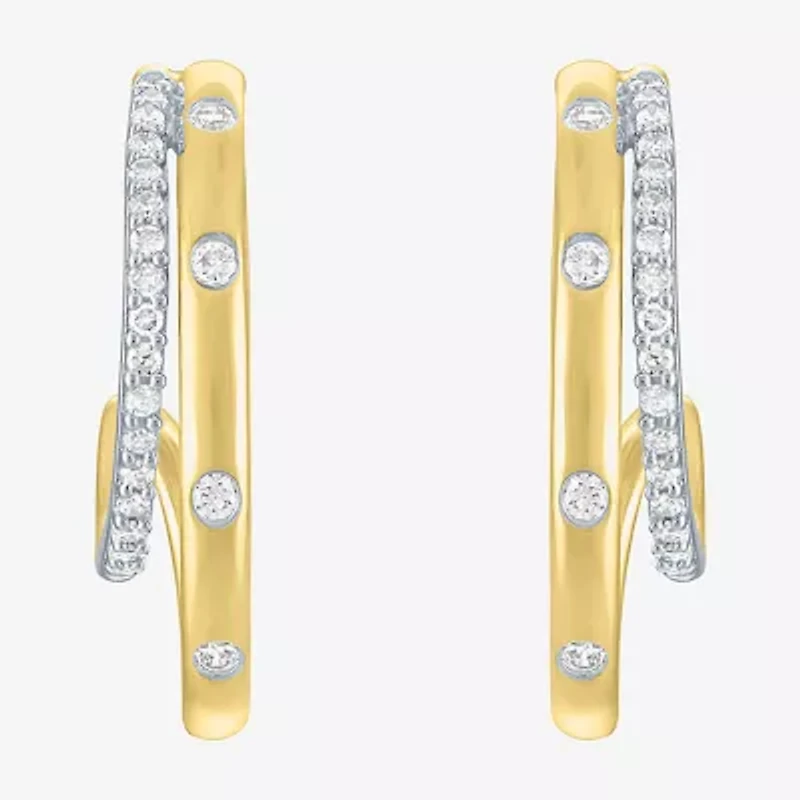 Diamond Addiction (G-H / I1-I2) Womens 1/4 CT. T.W. Lab Grown White Diamond 14K Gold Over Silver 20mm Hoop Earrings