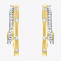 Diamond Addiction (G-H / I1-I2) Womens 1/4 CT. T.W. Lab Grown White Diamond 14K Gold Over Silver 20mm Hoop Earrings