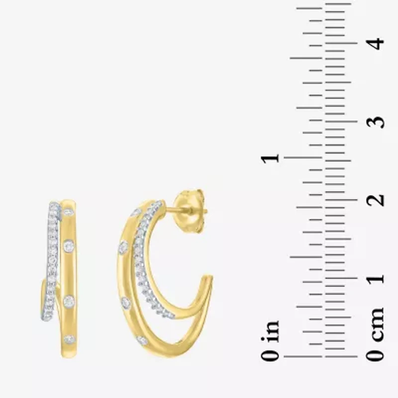 Diamond Addiction (G-H / I1-I2) Womens 1/4 CT. T.W. Lab Grown White Diamond 14K Gold Over Silver 20mm Hoop Earrings