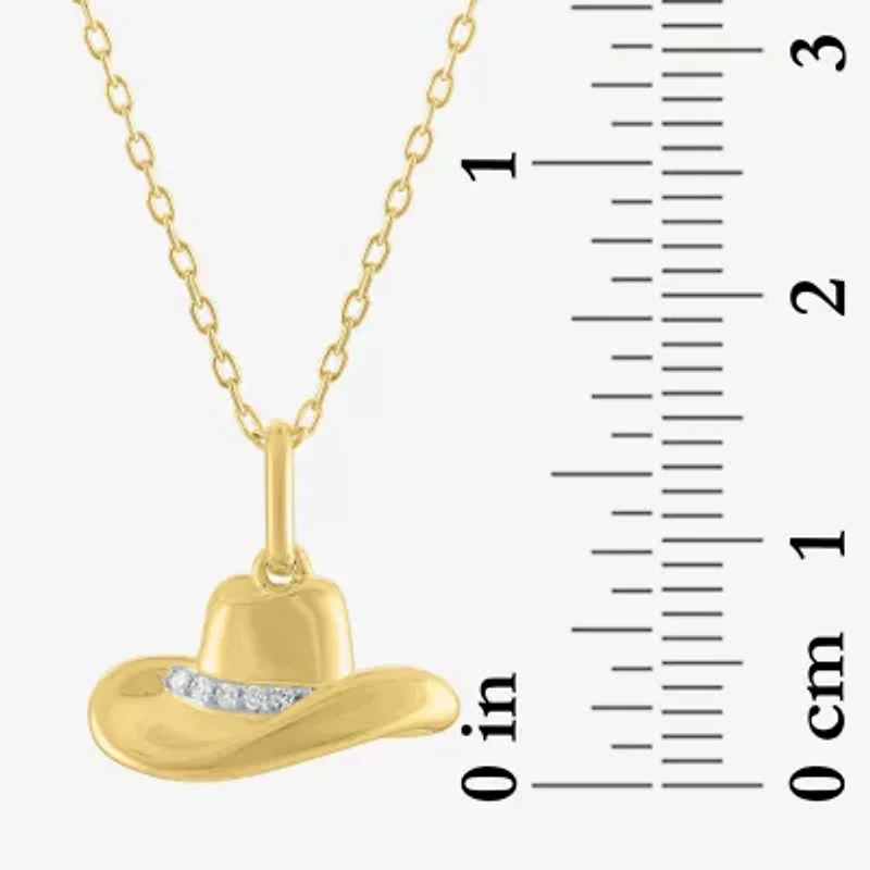 Diamond Accent Cowboy Hat (G-H / I1-I2) Womens Diamond Accent Lab Grown White Diamond 14K Gold Over Silver 16 Inch Pendant Necklace