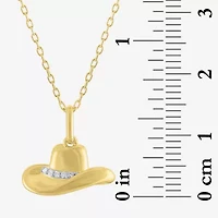Diamond Accent Cowboy Hat (G-H / I1-I2) Womens Diamond Accent Lab Grown White Diamond 14K Gold Over Silver 16 Inch Pendant Necklace
